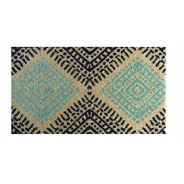 Palm Fibre Palm Fibre 236173 18 x 30 in. Coir Door Mat with Vinyl Backed; Teal & Navy 236173